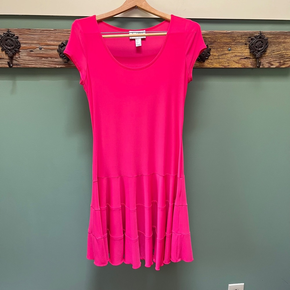 Joseph Ribkoff‎ Hot Pink Tiered Ruffle Hem Dress 20021 Canada Womens 8